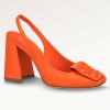 Replica Louis Vuitton LV Women Shake Slingback Pump Orange Patent Calf Leather Lambskin 9.5 Cm Heel