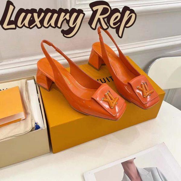 Replica Louis Vuitton LV Women Shake Slingback Pump Orange Patent Calf Leather Lambskin 9.5 Cm Heel 3