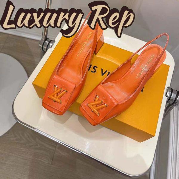 Replica Louis Vuitton LV Women Shake Slingback Pump Orange Patent Calf Leather Lambskin 9.5 Cm Heel 4