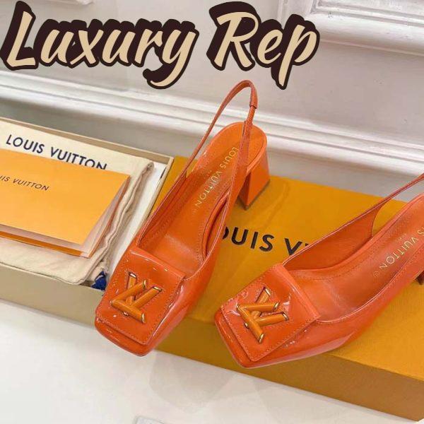 Replica Louis Vuitton LV Women Shake Slingback Pump Orange Patent Calf Leather Lambskin 9.5 Cm Heel 5