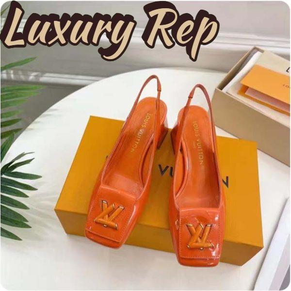 Replica Louis Vuitton LV Women Shake Slingback Pump Orange Patent Calf Leather Lambskin 9.5 Cm Heel 6