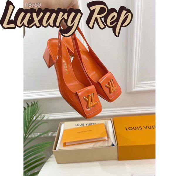 Replica Louis Vuitton LV Women Shake Slingback Pump Orange Patent Calf Leather Lambskin 9.5 Cm Heel 7
