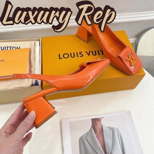 Replica Louis Vuitton LV Women Shake Slingback Pump Orange Patent Calf Leather Lambskin 9.5 Cm Heel 8