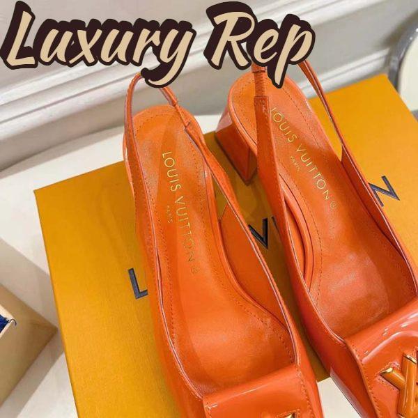 Replica Louis Vuitton LV Women Shake Slingback Pump Orange Patent Calf Leather Lambskin 9.5 Cm Heel 9
