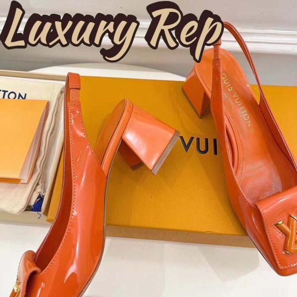 Replica Louis Vuitton LV Women Shake Slingback Pump Orange Patent Calf Leather Lambskin 9.5 Cm Heel 10