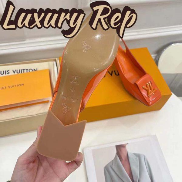 Replica Louis Vuitton LV Women Shake Slingback Pump Orange Patent Calf Leather Lambskin 9.5 Cm Heel 11