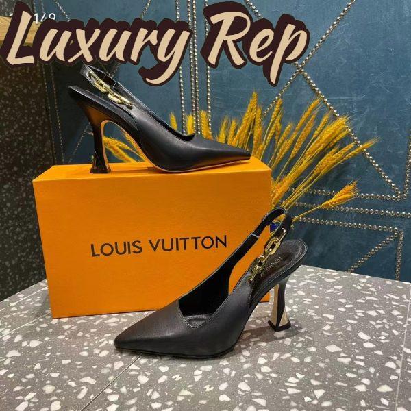 Replica Louis Vuitton LV Women Sparkle Slingback Pump Black Calf Leather 9.5 Cm Heel 3