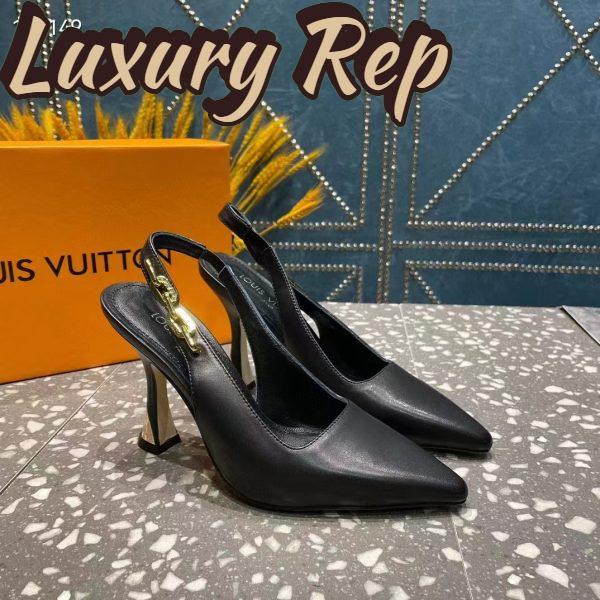 Replica Louis Vuitton LV Women Sparkle Slingback Pump Black Calf Leather 9.5 Cm Heel 4