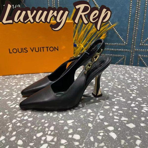Replica Louis Vuitton LV Women Sparkle Slingback Pump Black Calf Leather 9.5 Cm Heel 5