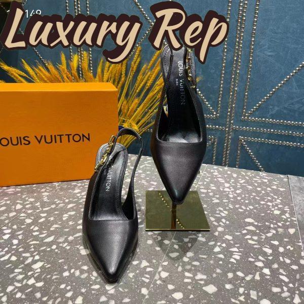 Replica Louis Vuitton LV Women Sparkle Slingback Pump Black Calf Leather 9.5 Cm Heel 6