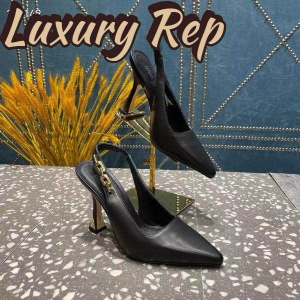 Replica Louis Vuitton LV Women Sparkle Slingback Pump Black Calf Leather 9.5 Cm Heel 7