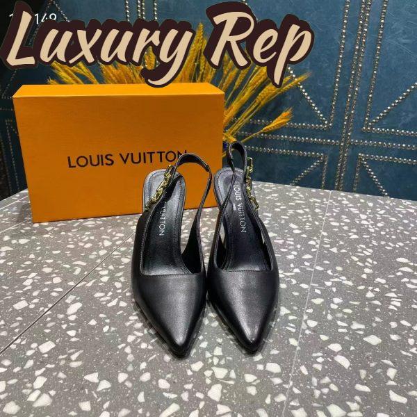 Replica Louis Vuitton LV Women Sparkle Slingback Pump Black Calf Leather 9.5 Cm Heel 8