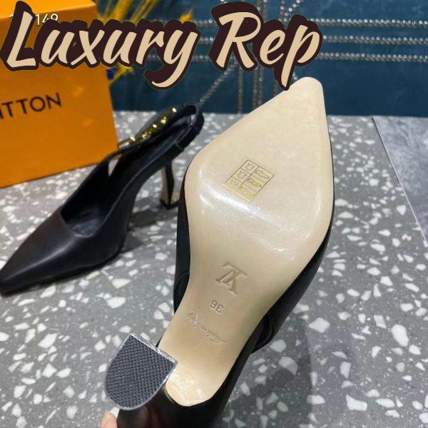 Replica Louis Vuitton LV Women Sparkle Slingback Pump Black Calf Leather 9.5 Cm Heel 11