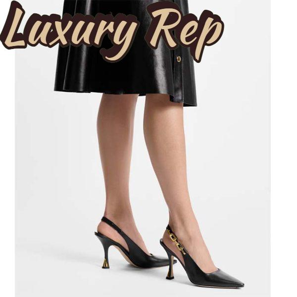Replica Louis Vuitton LV Women Sparkle Slingback Pump Black Calf Leather 9.5 Cm Heel 12