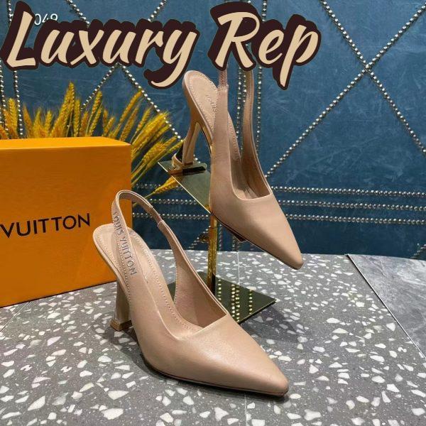 Replica Louis Vuitton LV Women Sparkle Slingback Pump Nude Pink Calf Leather Elasticized 9.5 Cm Heel 3