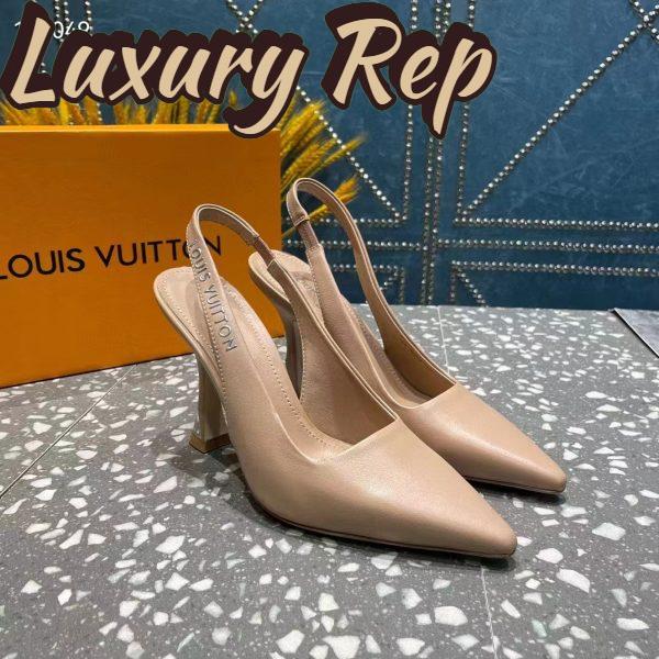 Replica Louis Vuitton LV Women Sparkle Slingback Pump Nude Pink Calf Leather Elasticized 9.5 Cm Heel 4