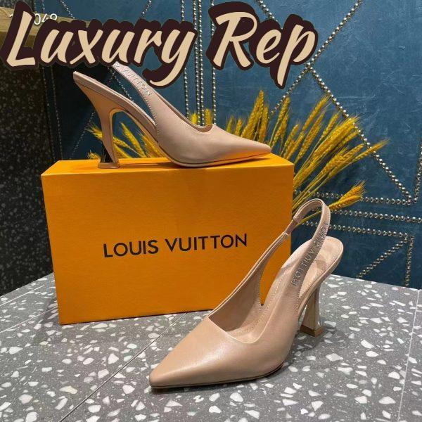 Replica Louis Vuitton LV Women Sparkle Slingback Pump Nude Pink Calf Leather Elasticized 9.5 Cm Heel 5