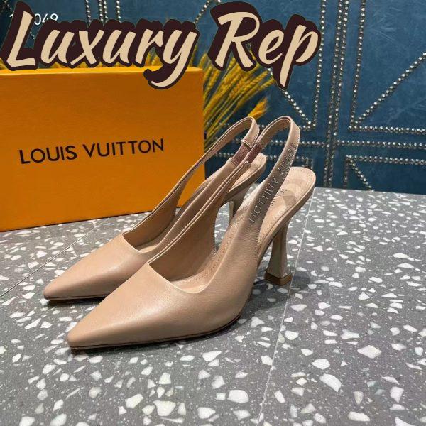 Replica Louis Vuitton LV Women Sparkle Slingback Pump Nude Pink Calf Leather Elasticized 9.5 Cm Heel 6