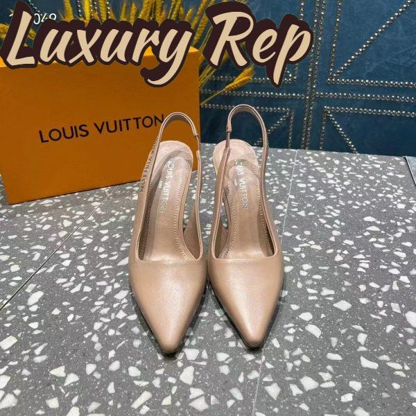 Replica Louis Vuitton LV Women Sparkle Slingback Pump Nude Pink Calf Leather Elasticized 9.5 Cm Heel 7