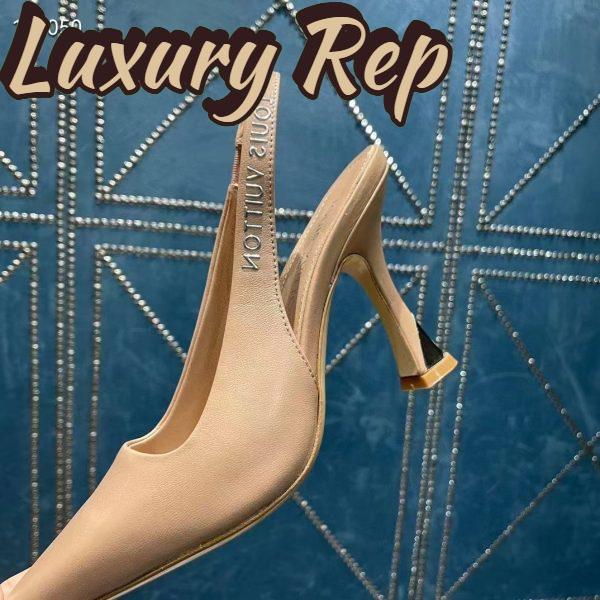 Replica Louis Vuitton LV Women Sparkle Slingback Pump Nude Pink Calf Leather Elasticized 9.5 Cm Heel 8
