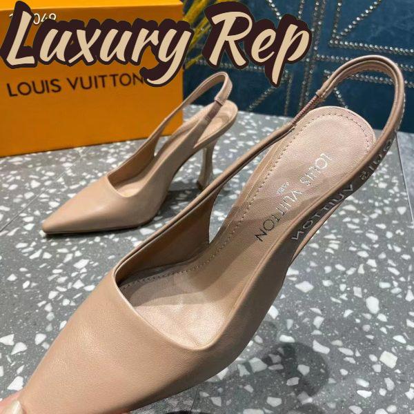 Replica Louis Vuitton LV Women Sparkle Slingback Pump Nude Pink Calf Leather Elasticized 9.5 Cm Heel 11