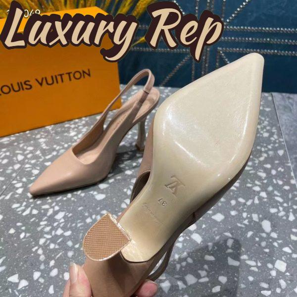 Replica Louis Vuitton LV Women Sparkle Slingback Pump Nude Pink Calf Leather Elasticized 9.5 Cm Heel 12