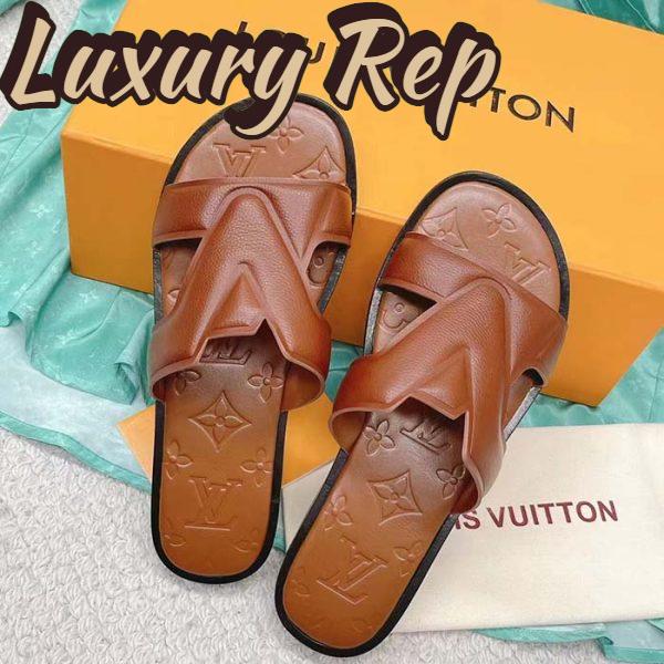 Replica Louis Vuitton LV Unisex Oasis Mule Moka Brown Grained Calf Leather Rubber Outsole 6
