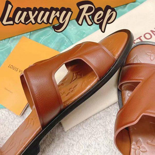 Replica Louis Vuitton LV Unisex Oasis Mule Moka Brown Grained Calf Leather Rubber Outsole 7