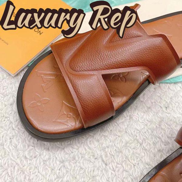 Replica Louis Vuitton LV Unisex Oasis Mule Moka Brown Grained Calf Leather Rubber Outsole 9