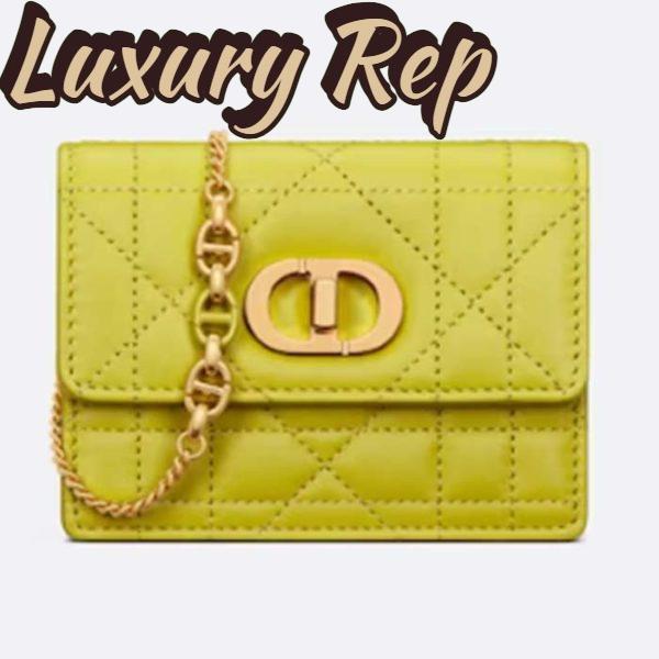 Replica Dior Women CD Miss Caro Micro Bag Lime Yellow Macrocannage Lambskin