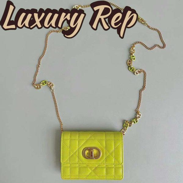 Replica Dior Women CD Miss Caro Micro Bag Lime Yellow Macrocannage Lambskin 4