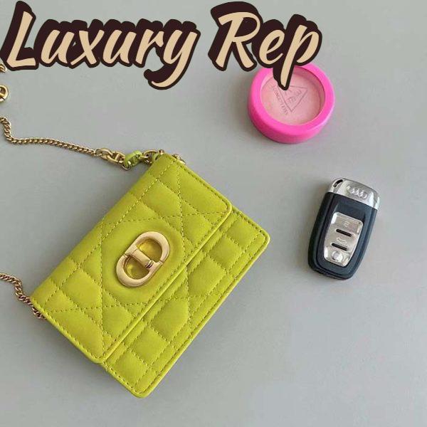Replica Dior Women CD Miss Caro Micro Bag Lime Yellow Macrocannage Lambskin 5