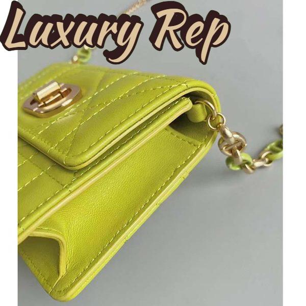 Replica Dior Women CD Miss Caro Micro Bag Lime Yellow Macrocannage Lambskin 8