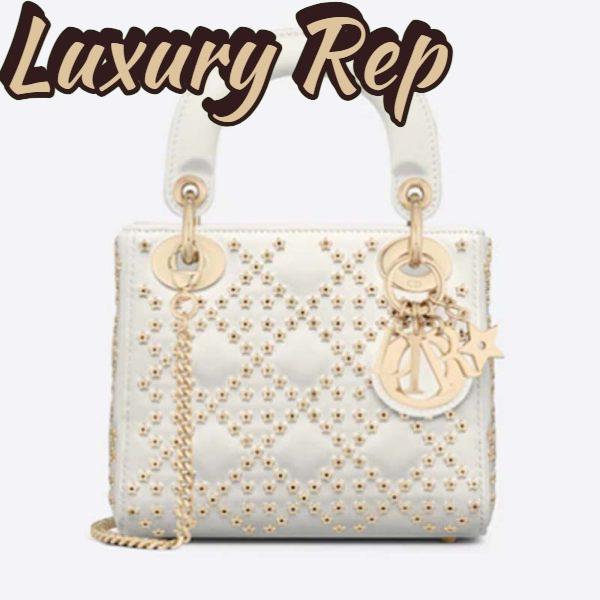 Replica Dior Women CD Mini Lady Dior Bag Latte Lucky Star Cannage Lambskin