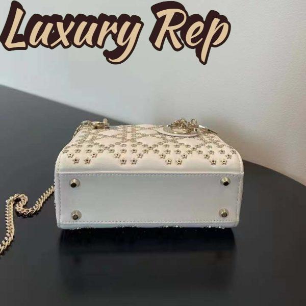 Replica Dior Women CD Mini Lady Dior Bag Latte Lucky Star Cannage Lambskin 6