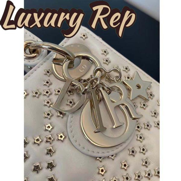 Replica Dior Women CD Mini Lady Dior Bag Latte Lucky Star Cannage Lambskin 7