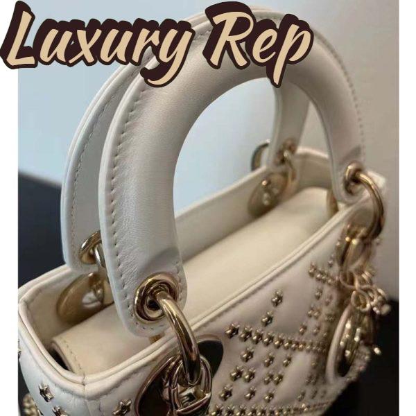 Replica Dior Women CD Mini Lady Dior Bag Latte Lucky Star Cannage Lambskin 8