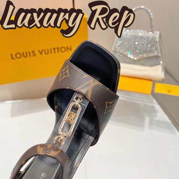 Replica Louis Vuitton Women LV Sparkle Sandal Brown Monogram Canvas Outsole 9.5 CM Heel 8