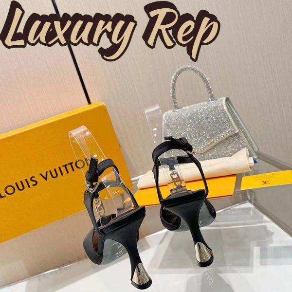 Replica Louis Vuitton Women LV Sparkle Sandal Brown Monogram Canvas Outsole 9.5 CM Heel 10