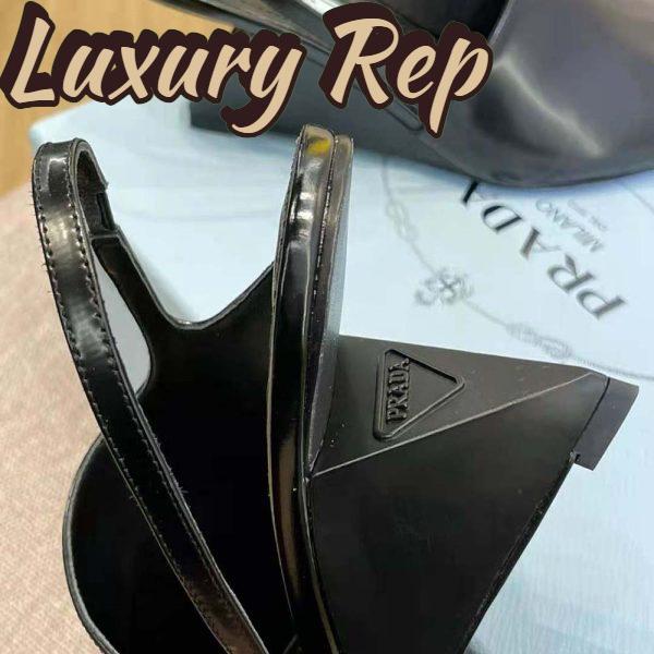 Replica Prada Women Brushed Leather Slingback Pumps in 65mm Heel Height-Black 9