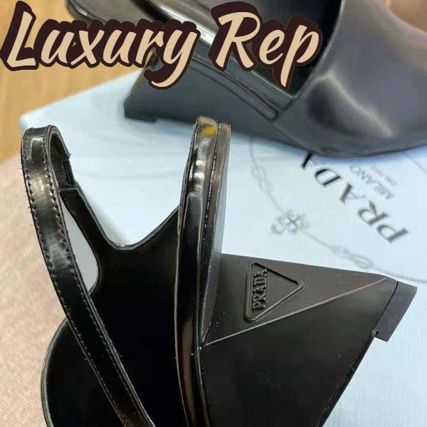 Replica Prada Women Brushed Leather Slingback Pumps in 65mm Heel-Black 7