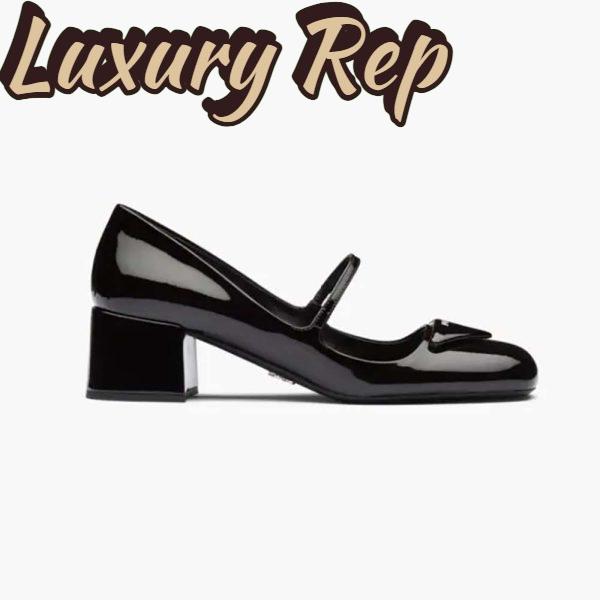 Replica Prada Women Patent Leather Pumps in 45mm Heel Height-Black
