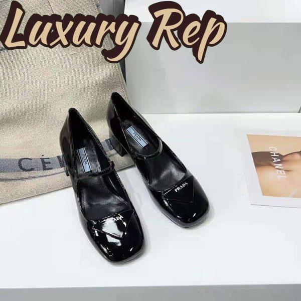 Replica Prada Women Patent Leather Pumps in 45mm Heel Height-Black 3