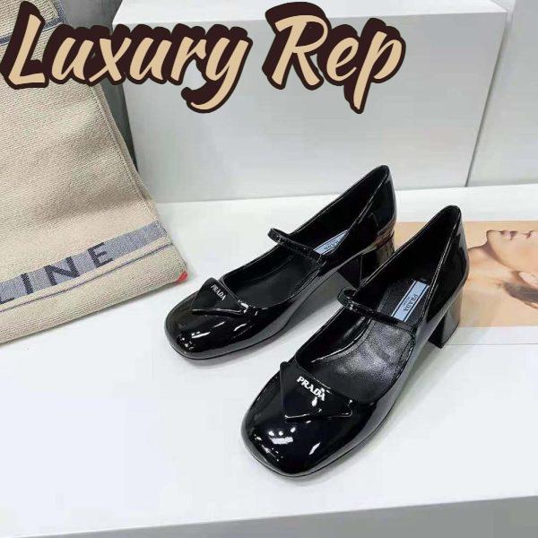 Replica Prada Women Patent Leather Pumps in 45mm Heel Height-Black 4