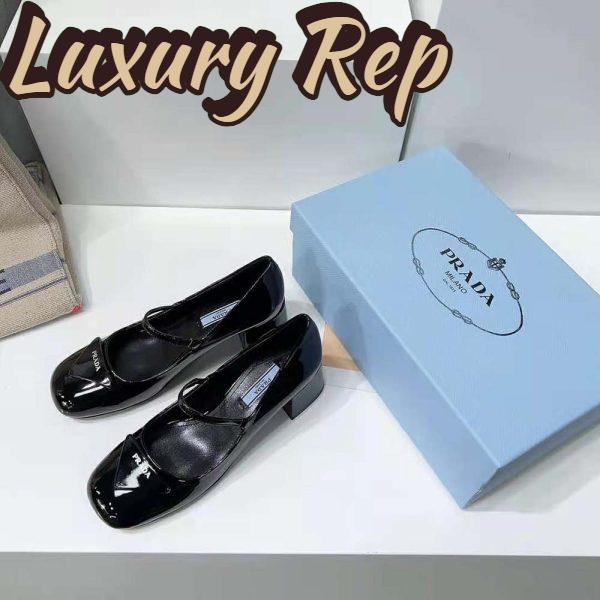 Replica Prada Women Patent Leather Pumps in 45mm Heel Height-Black 5