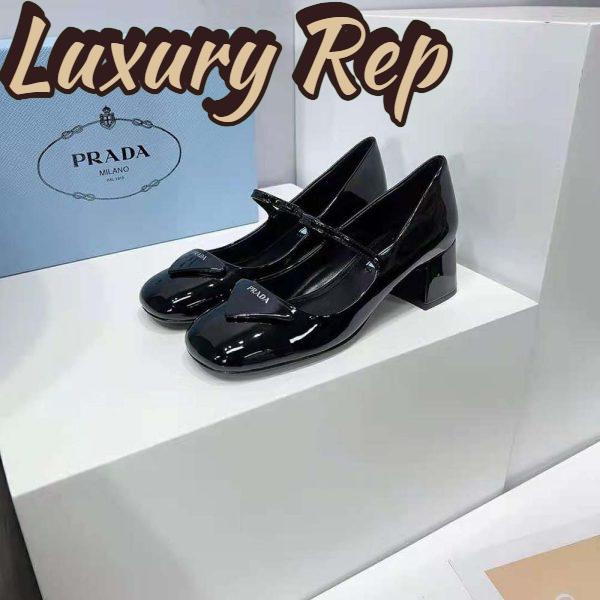 Replica Prada Women Patent Leather Pumps in 45mm Heel Height-Black 7