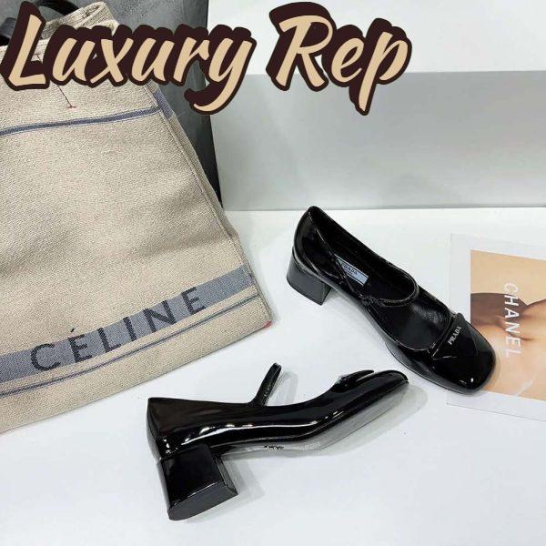 Replica Prada Women Patent Leather Pumps in 45mm Heel Height-Black 9