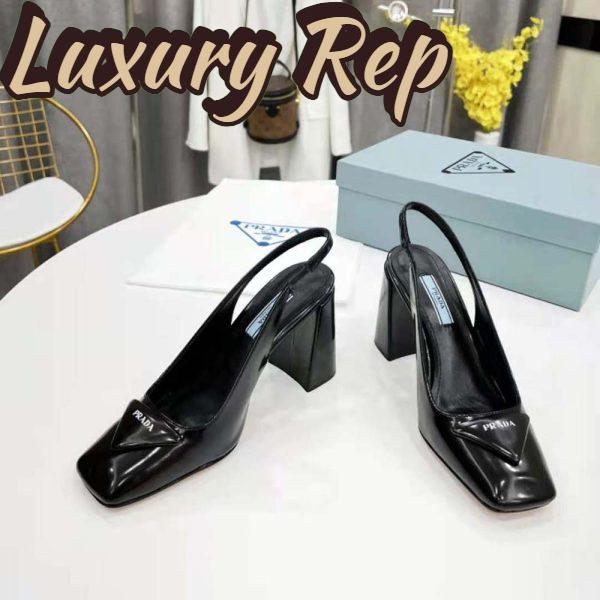 Replica Prada Women Patent Leather Sling-Back Pumps 4