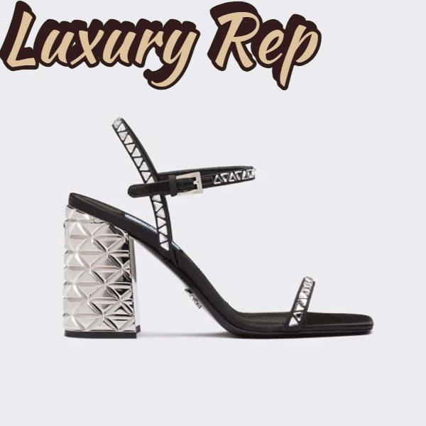 Replica Prada Women Satin Sandals with Crystals in 90mm Heel Height-Black