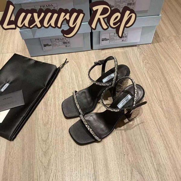 Replica Prada Women Satin Sandals with Crystals in 90mm Heel Height-Black 4